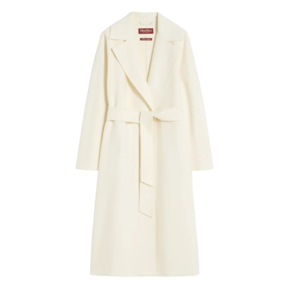 Max Mara Women's White Long Wrap Coat - Belted Coats - S - Coats
