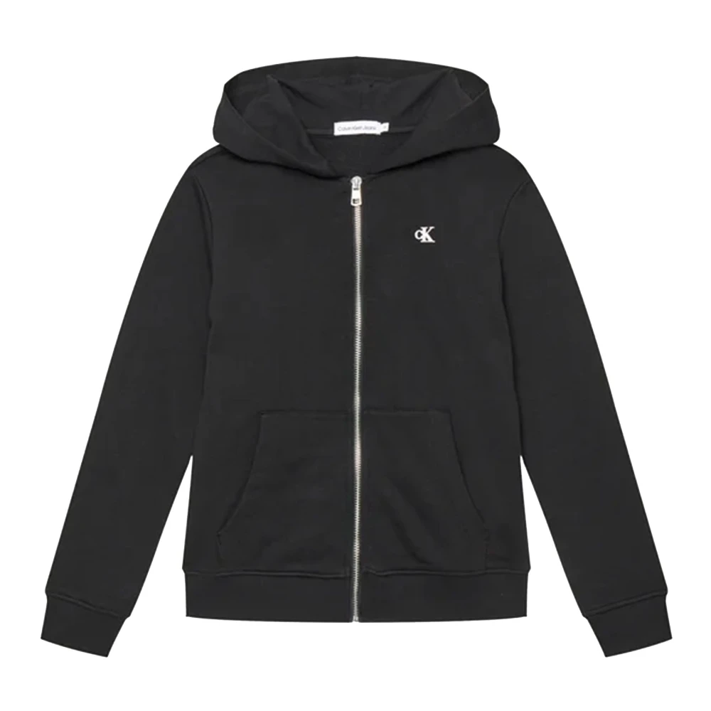 Calvin Klein Jeans Barn Huva Fleece med Dragkedja Black, Pojke