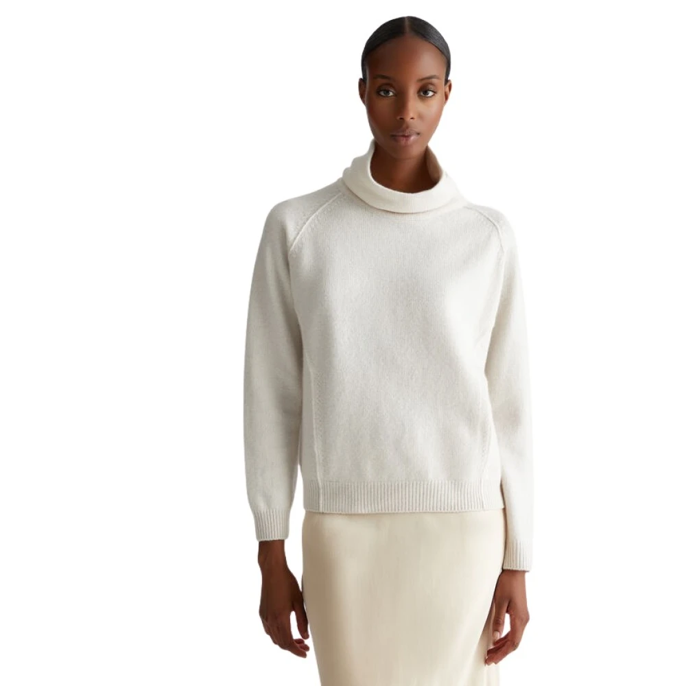 Liu Jo Hoge hals wollen trui met raglanmouwen Beige Dames