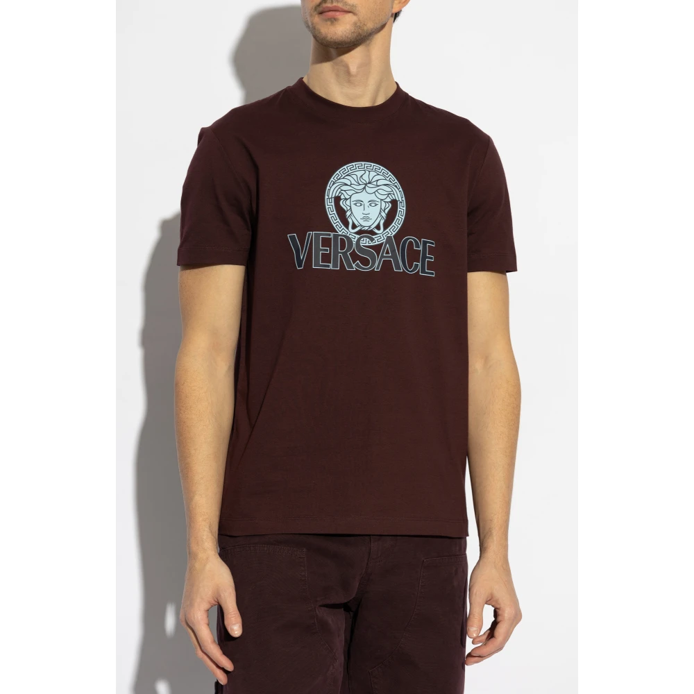 Versace T-shirt met bedrukt logo Red Heren
