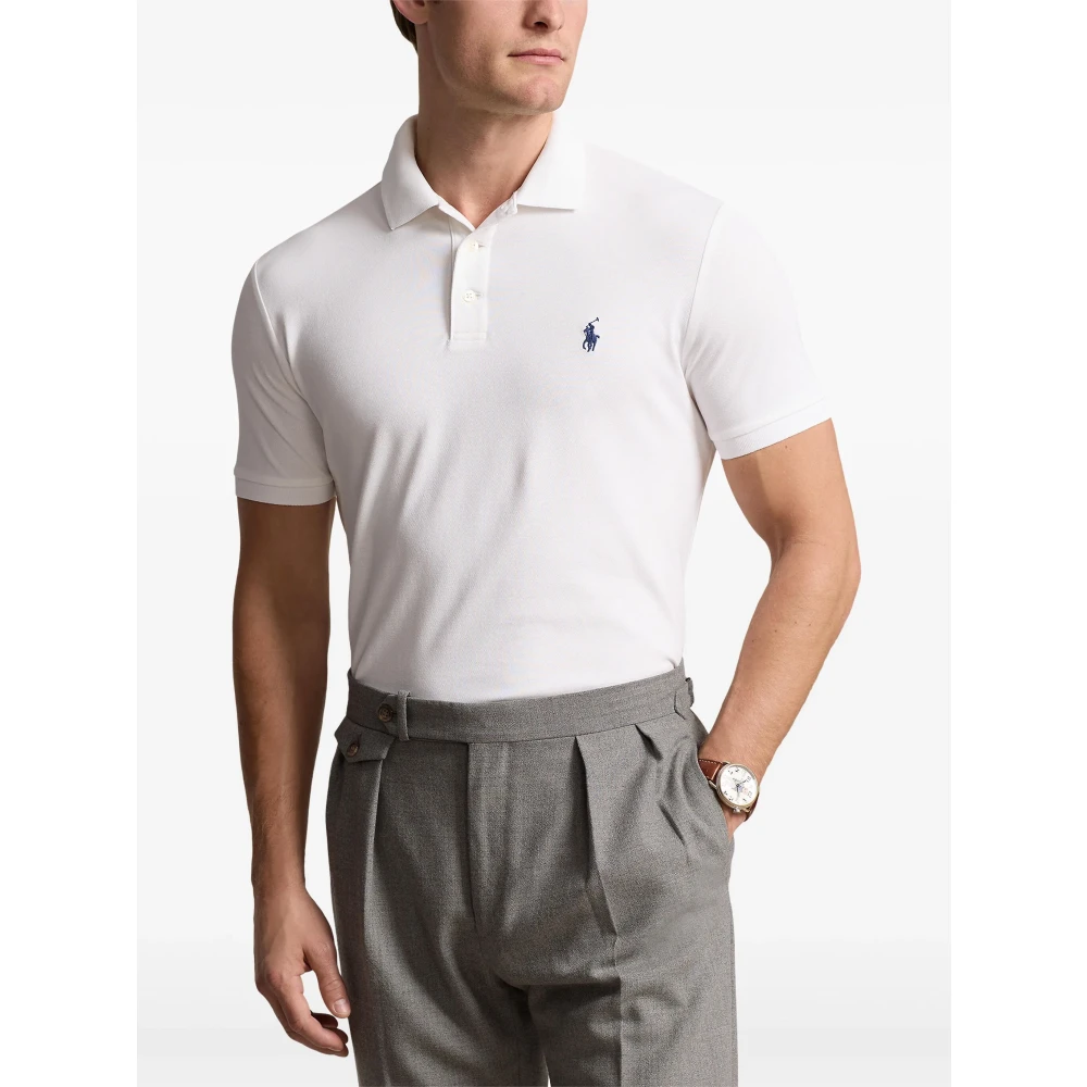 Polo Ralph Lauren Stretch Katoen Mesh Slim Fit Polo White Heren