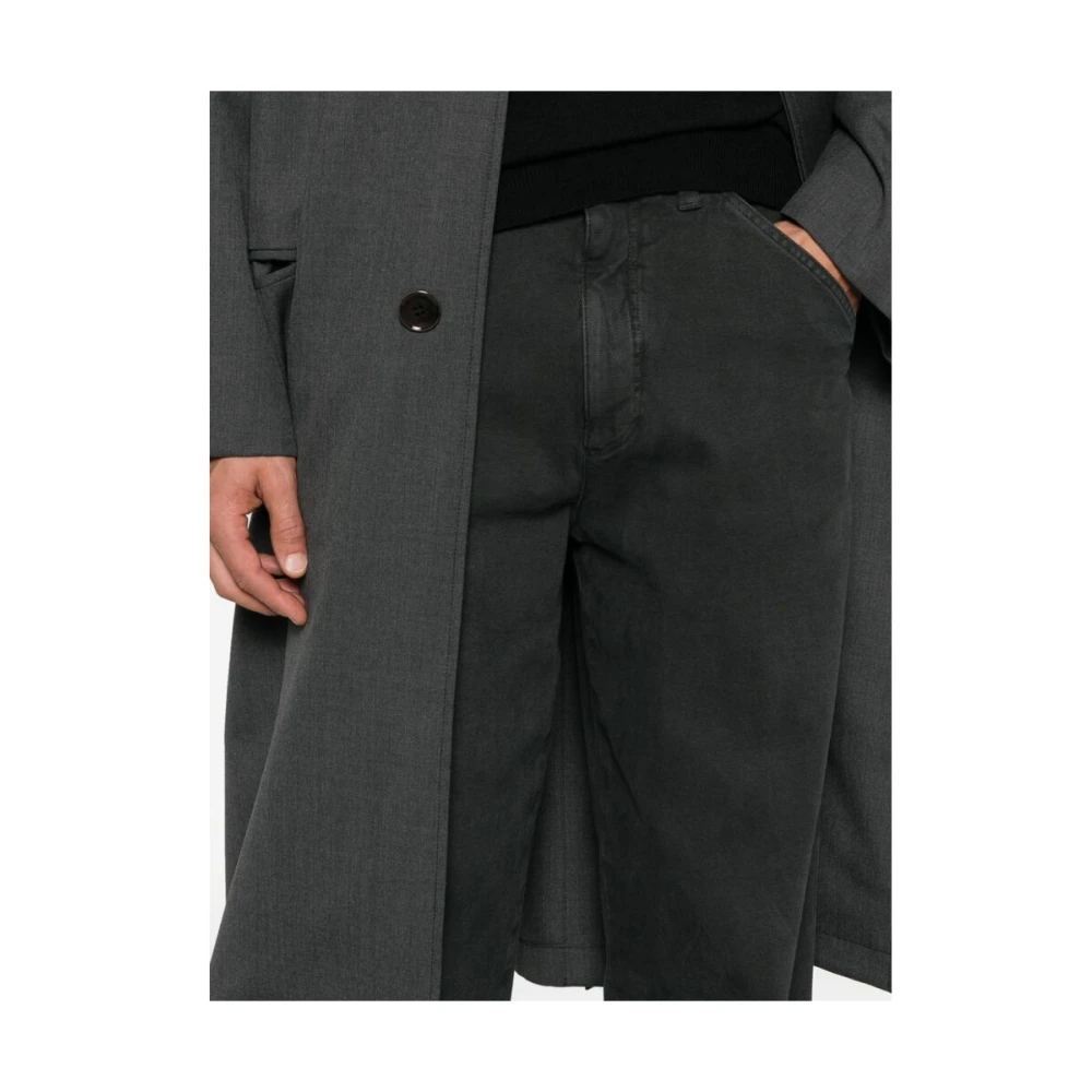Incotex Grijze Canvas Logo Geborduurde Broek Gray Heren