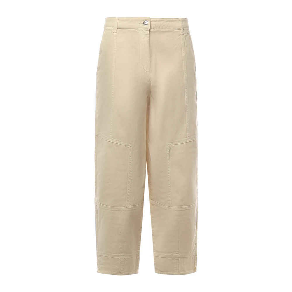 Pinko Vrouw Beige Broeken Dames, L, Katoen, Pecorino Wide Broeken