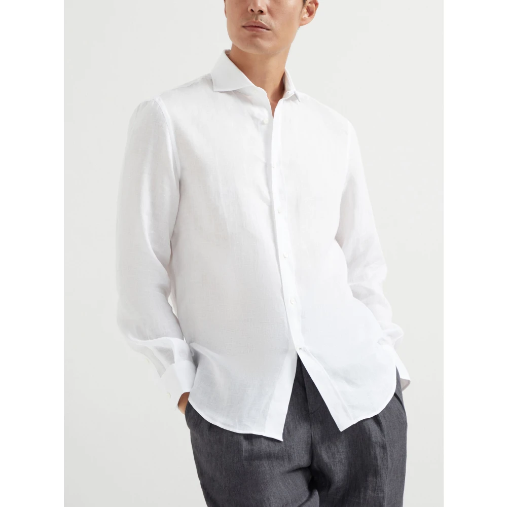 BRUNELLO CUCINELLI Wit Overhemd Klassieke Stijl White Heren