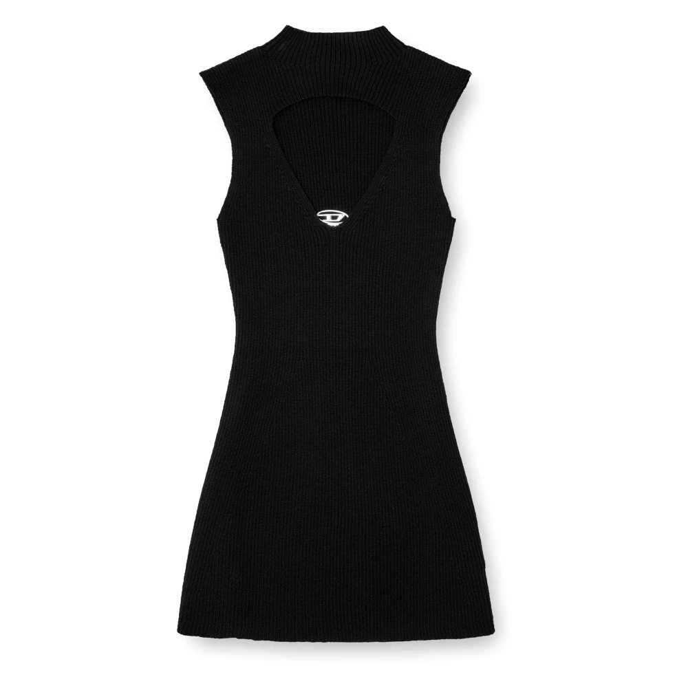 Diesel Women's Black Short Dresses, Xs, Sleeveless High-Neck Knit Dress