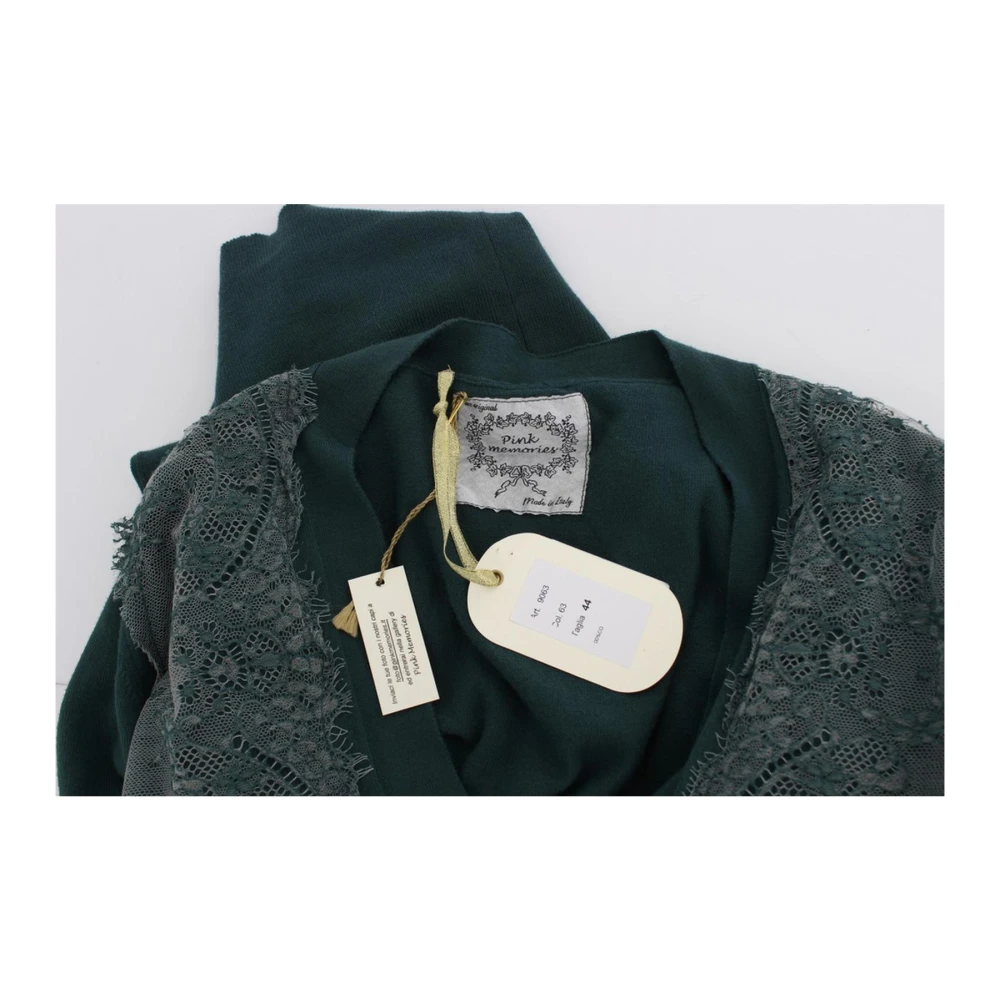 Pink Memories Groene Kant Cardigan Sweater Gemaakt in Italië Green Dames