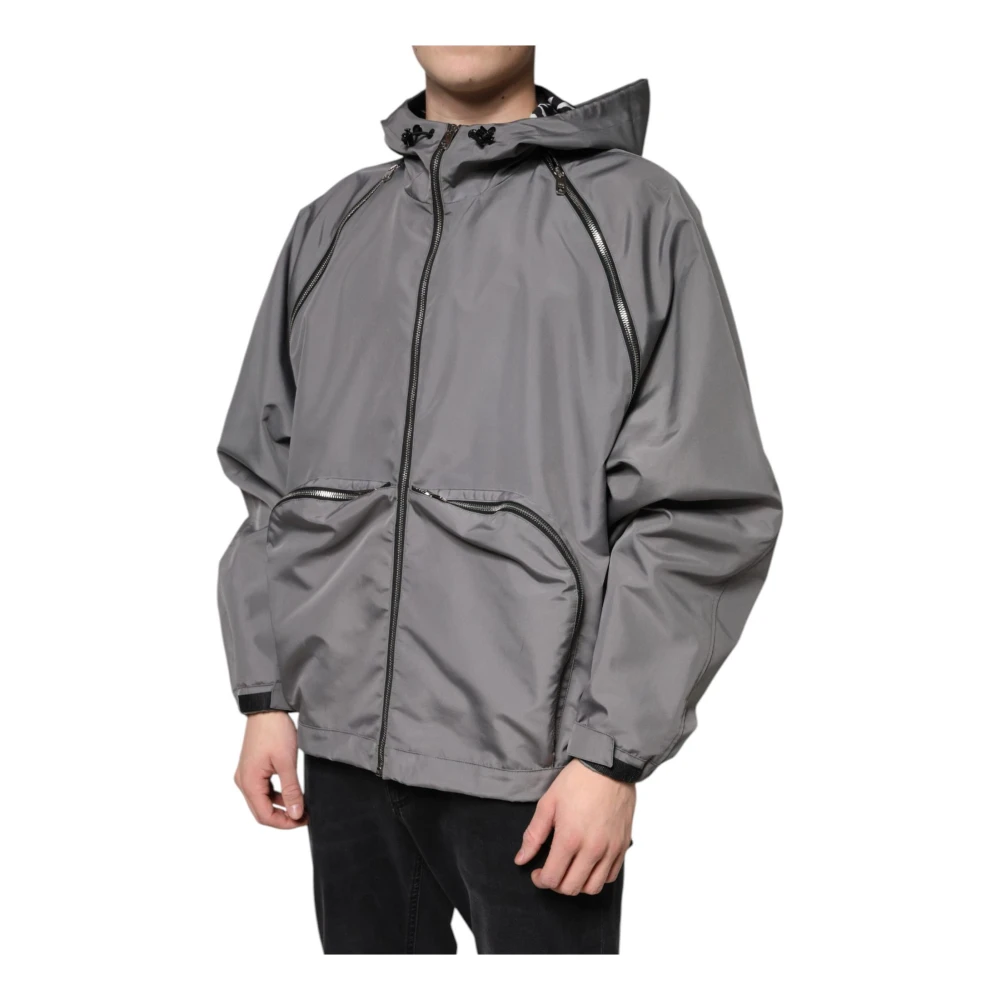 Dolce & Gabbana Grijze Hoodie met Rits en Logo Gray Heren