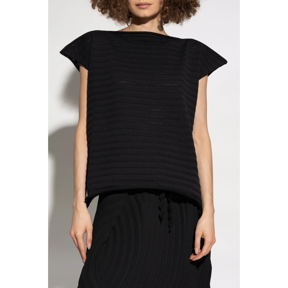 Issey Miyake Lattice Top van Pleats Please Black Dames