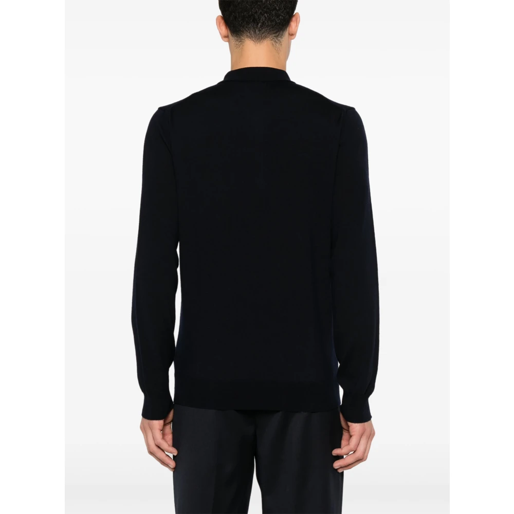Corneliani Wollen Polo Shirt Gemaakt in Italië Blue Heren