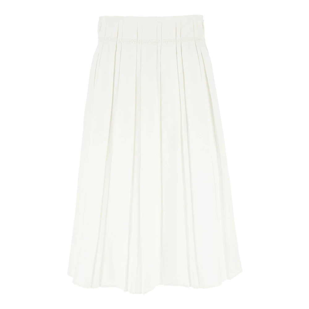 Jil Sander Femme Blanc Jupes, Taille: 34 Fr Pleated Linen Midi Skirt