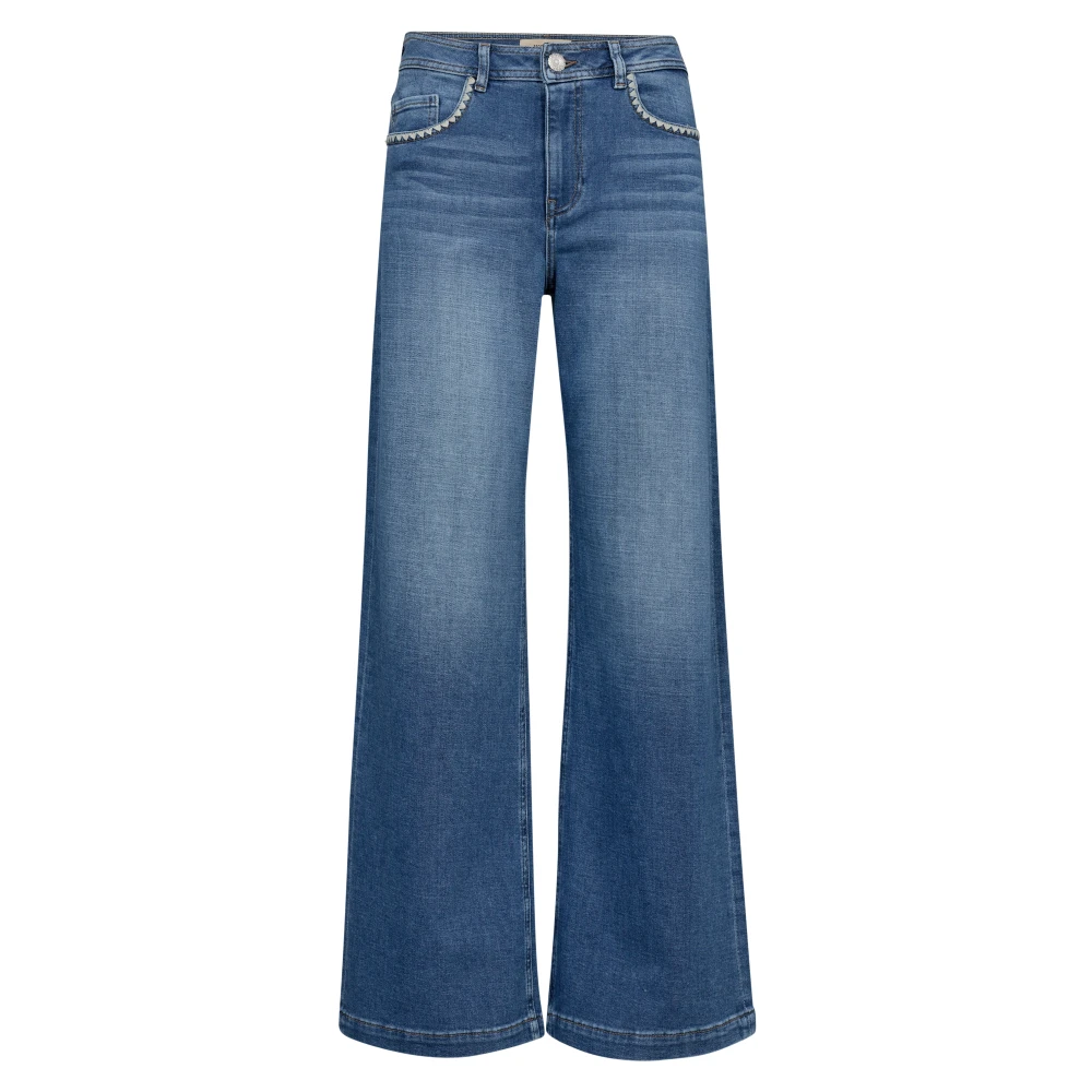 MOS MOSH Flatterende High-Waist Wide-Leg Jeans Blue Dames