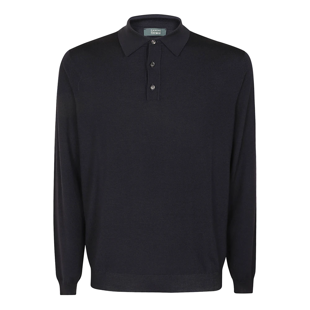 Zanone Blauwe Polo van Wolmix Blue Heren