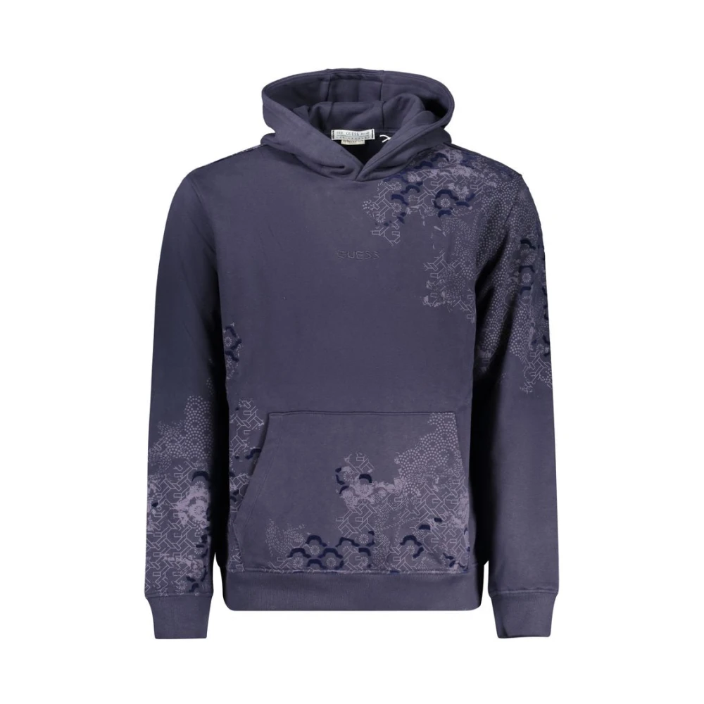 Guess Blauwe Katoenen Hoodie met Bedrukt Logo Blue Heren
