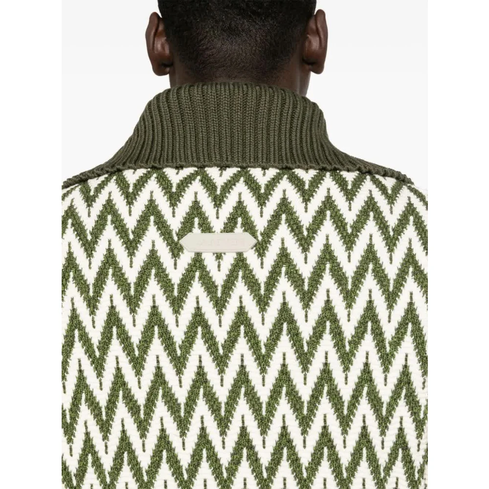 Lanvin Khaki Witte Bomberjack Green Heren