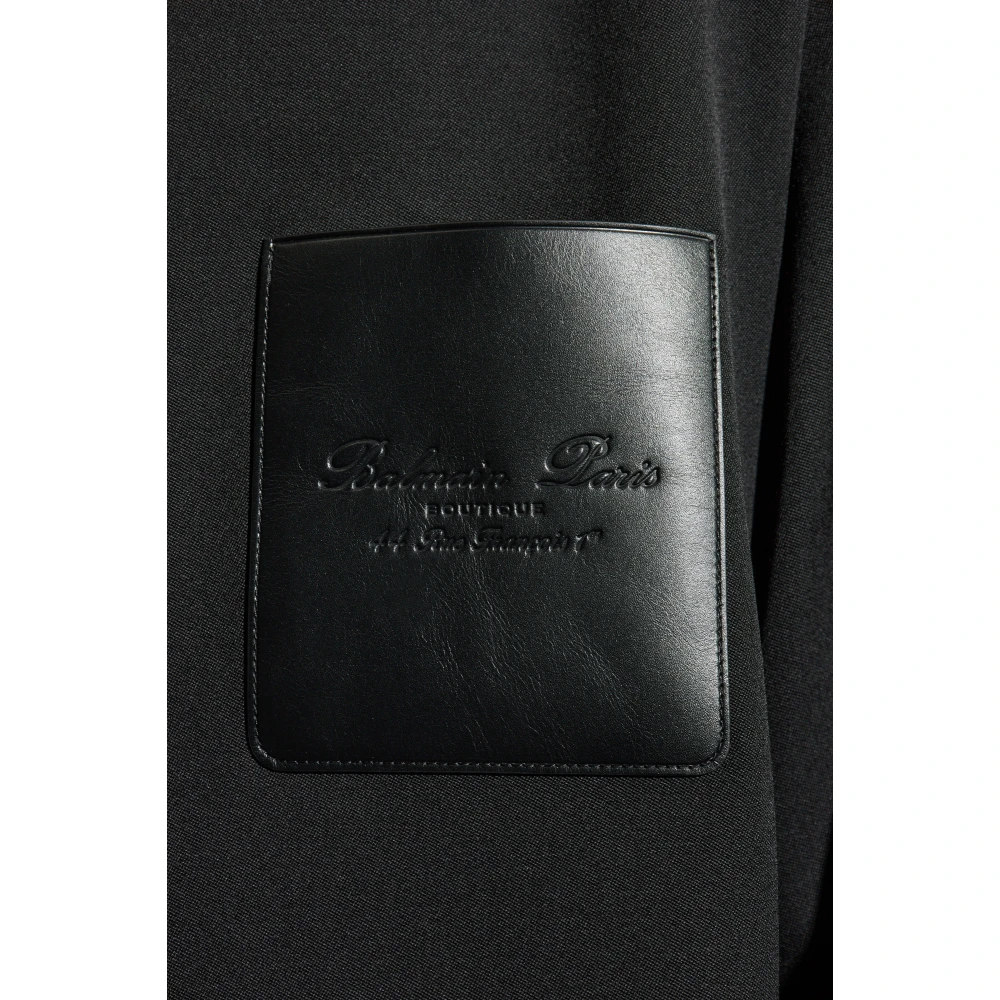 Balmain Overhemd met leren zak Black Heren