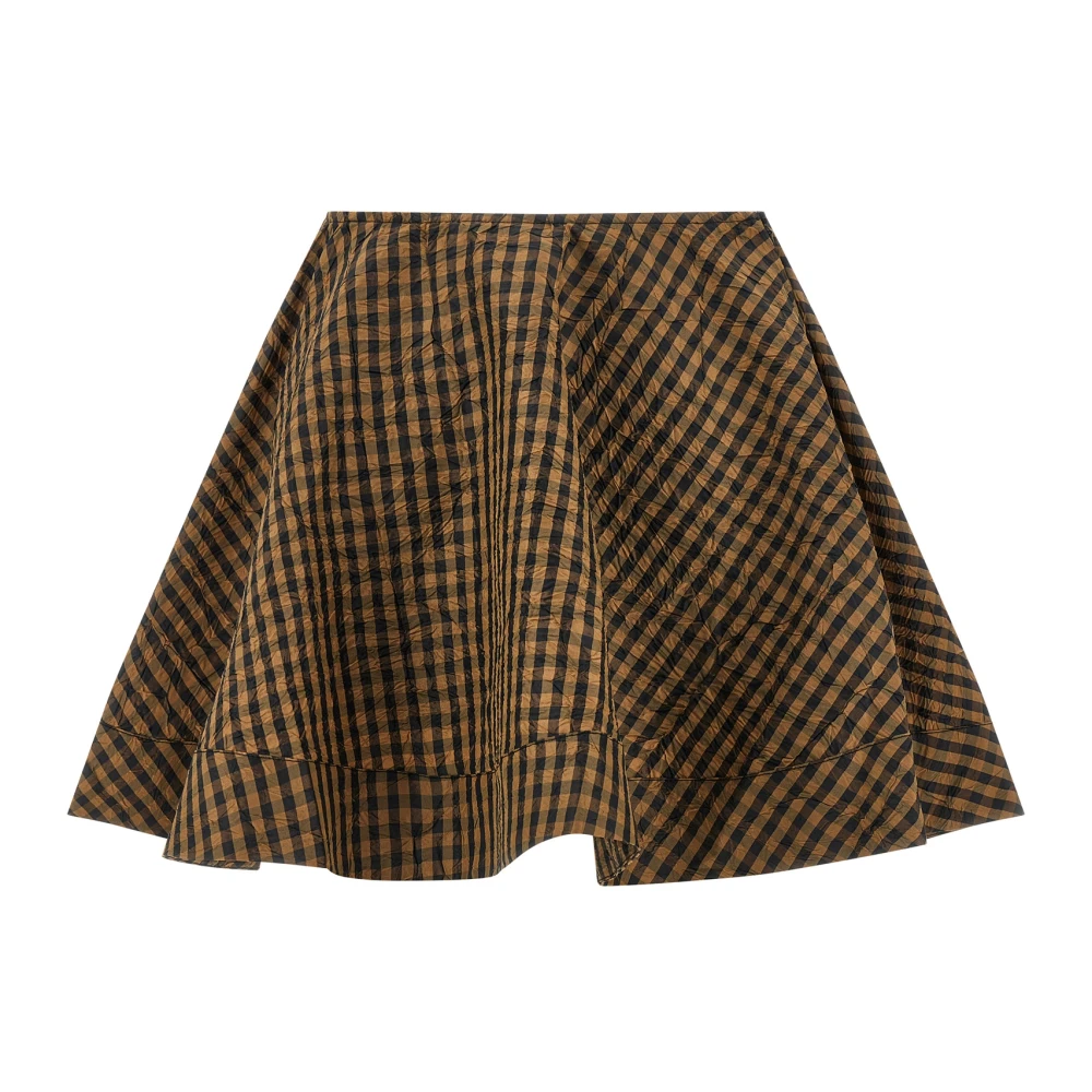 Ganni Women's Crinkled Check Mini Bubble Skirt