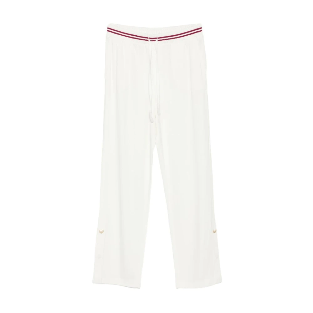 Liu Jo Women's White Wide Trousers, M, Interlock Jersey Trousers