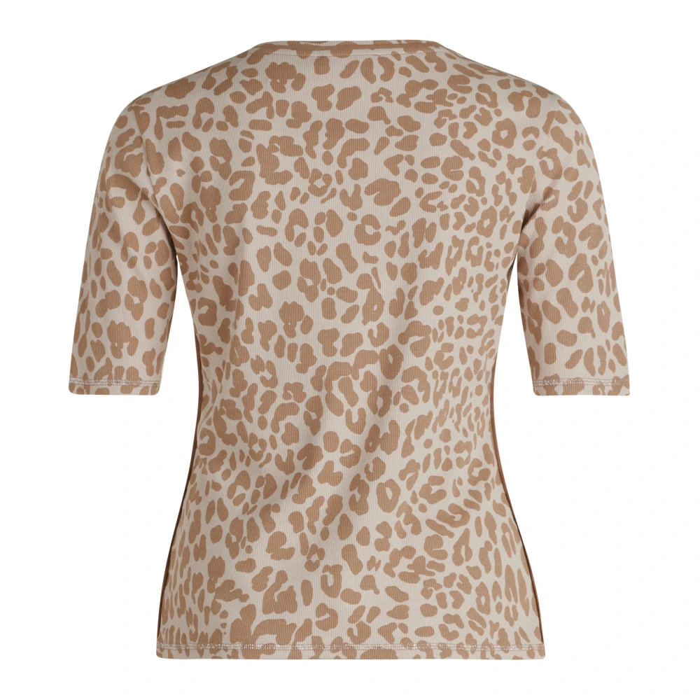 Betty Barclay Geribbeld Basic Shirt met dierenprint Beige Dames