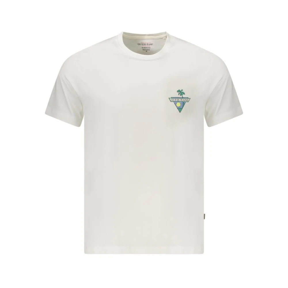 Guess Men's White T-Shirts, 2XL, Cotton T-Shirt With Print Logo