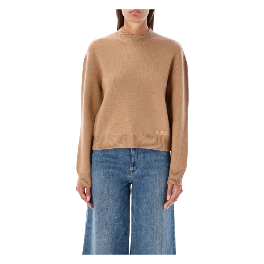 A.p.c. Esther Knit Crew Neck Camel Sweater Brown, Dam