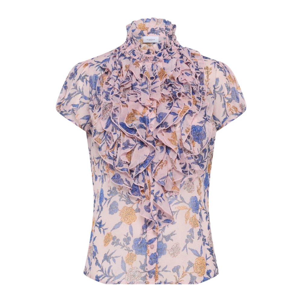 Saint Tropez Women's Multicolor Blouses, M, Liljasz Crinkle Ss Shirt