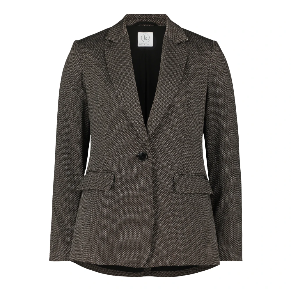 Betty & Co Gestreepte Lange Blazer met Zakken Black Dames