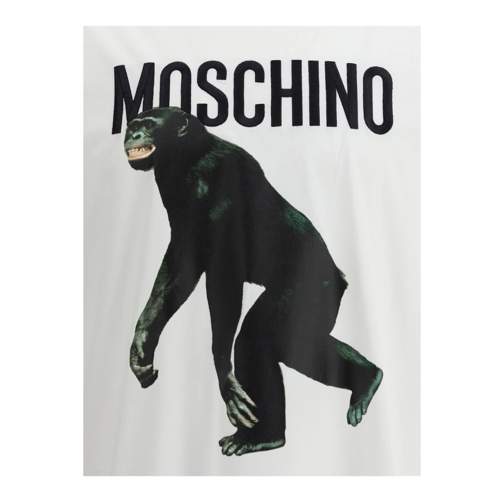 Moschino Gestreept Logo T-shirt White Heren