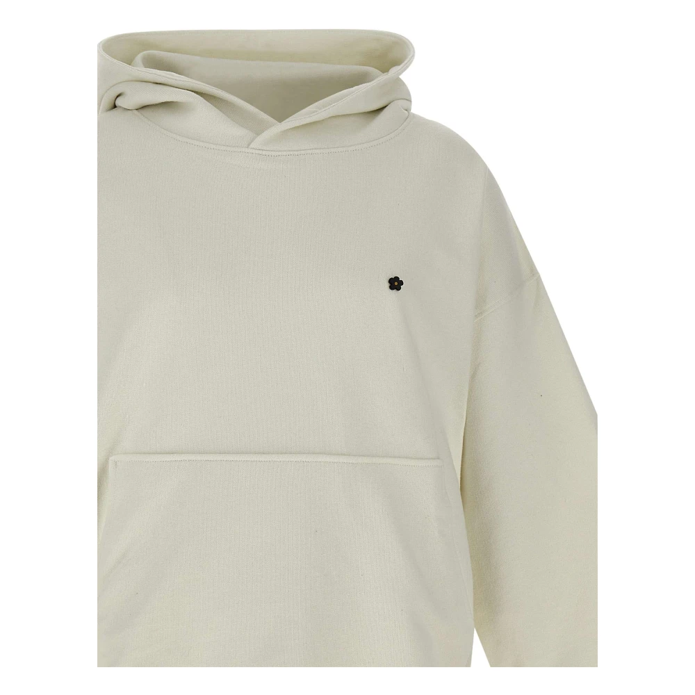 A Paper Kid Witte Katoenen Hoodie met Bloemlogo White Heren