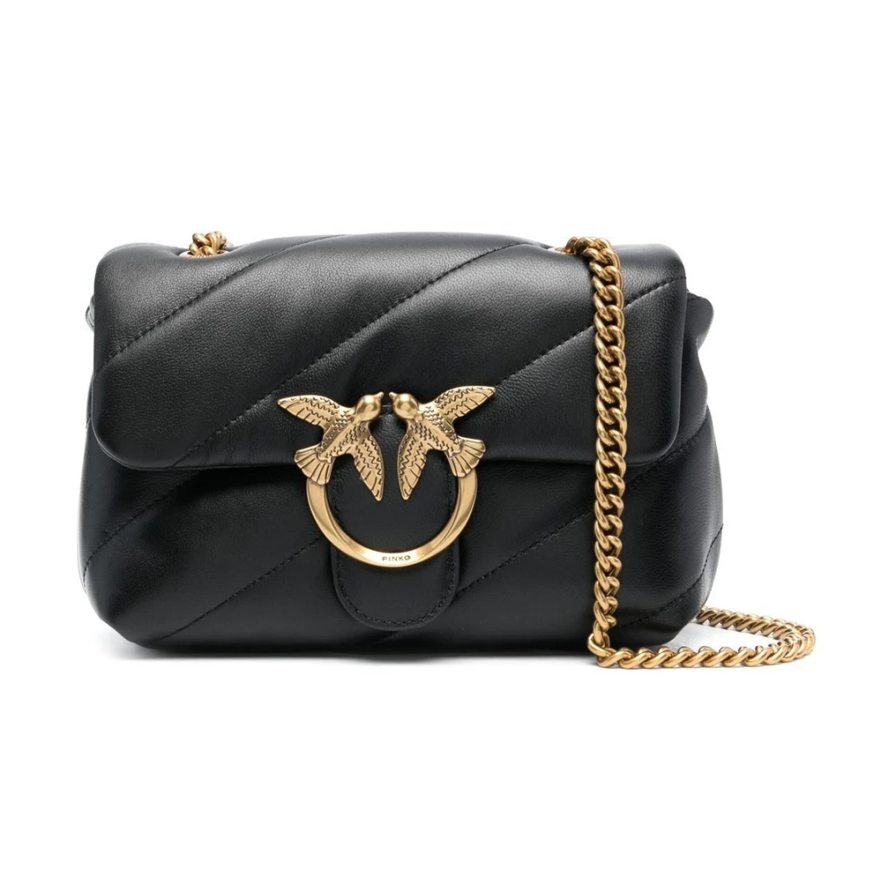 Pinko Zwarte en Gouden Schoudertas Black Dames