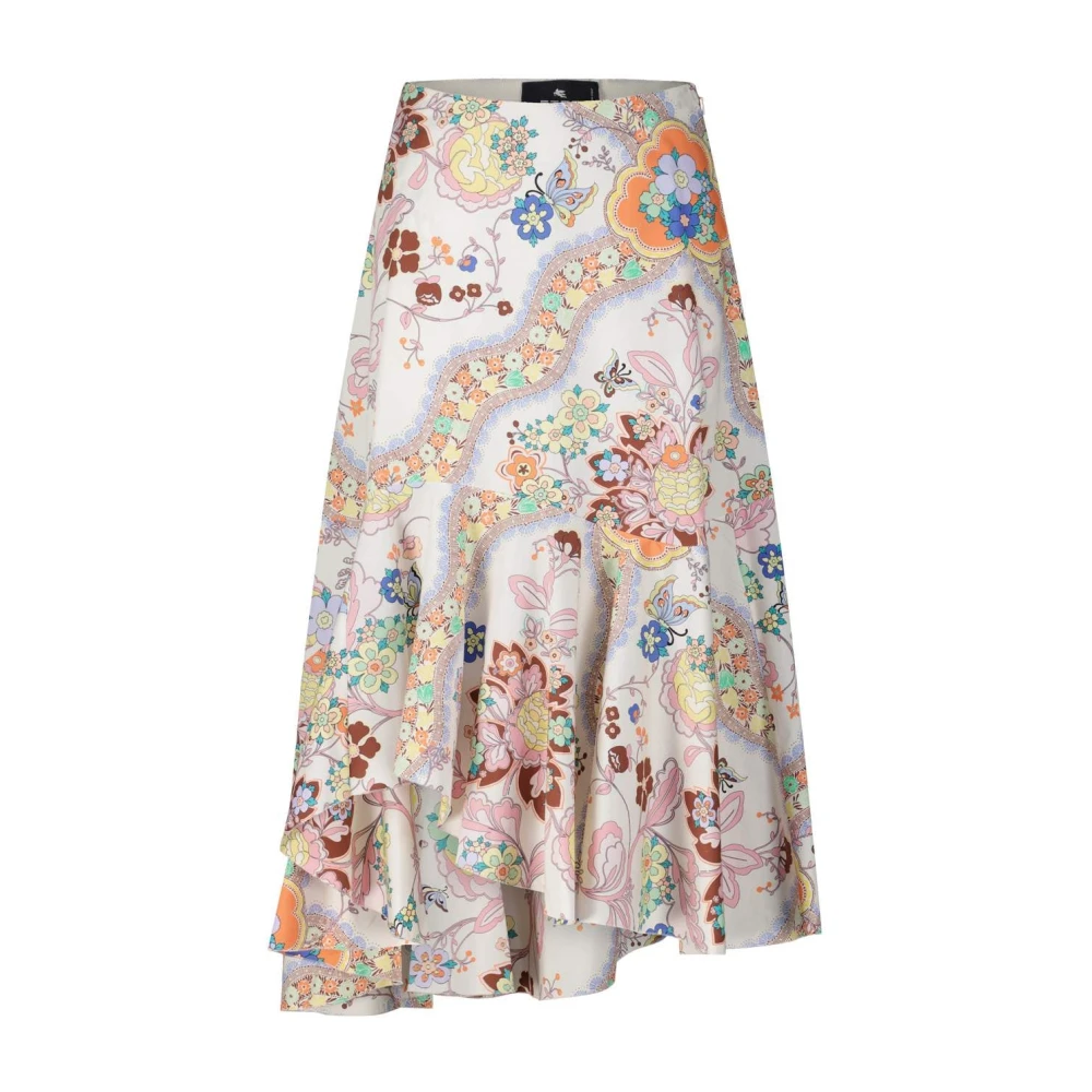 Etro Blommig Asymmetrisk Midi Kjol Multicolor, Dam