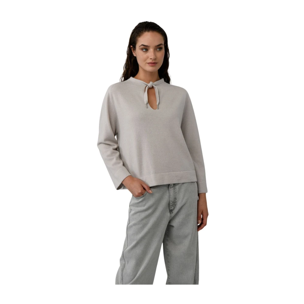 Panicale Druppelhalslijn Wol Kasjmier Trui Gray Dames