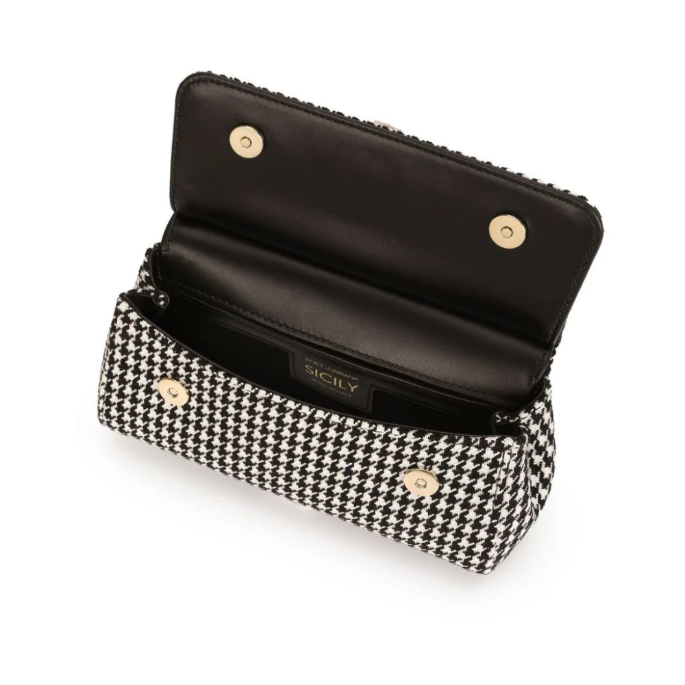 Dolce & Gabbana Houndstooth Tote Bag in Sicily-stijl Black Dames