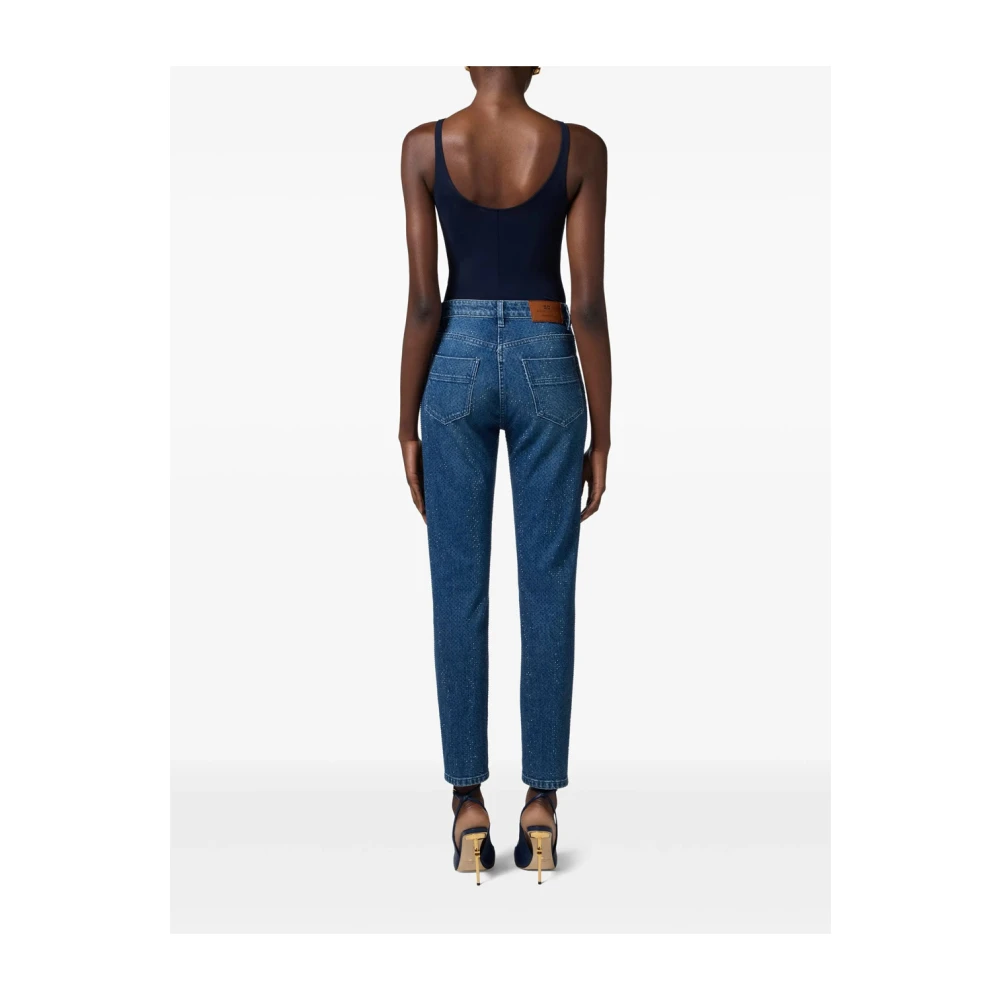 Elisabetta Franchi Navy Blauw Jersey Body Top Blue Dames