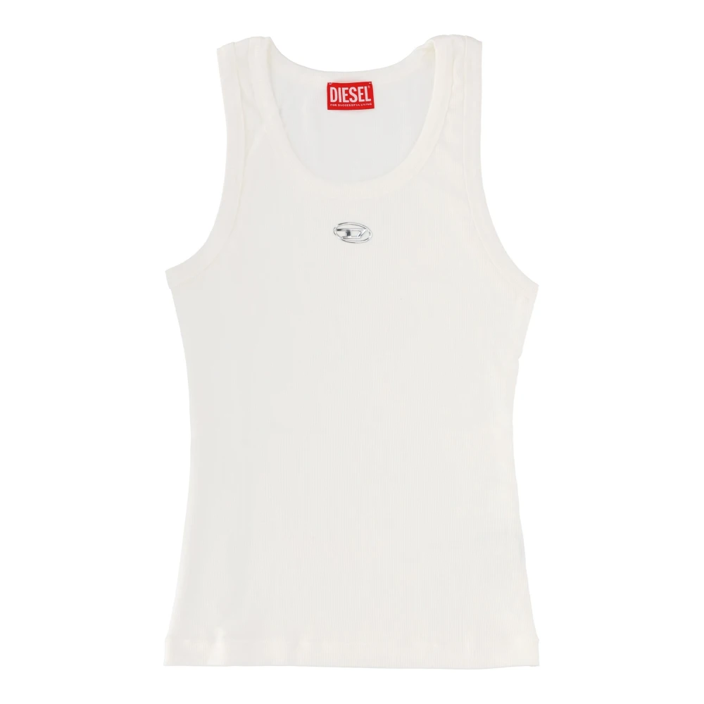 Diesel Women's White Sleeveless Tops, S, T-Anki-Od Tank Top