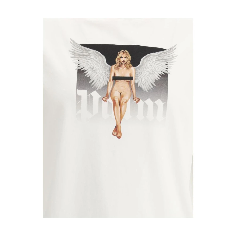 Palm Angels Kristal Pin Up Monogram T-Shirt White Heren