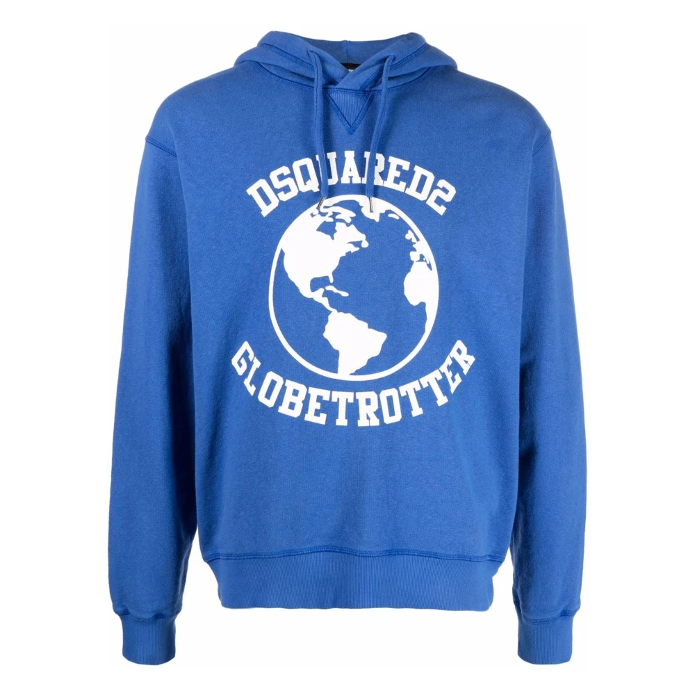 Dsquared2 Men's Blue Sweatshirts & Hoodies, Male,, Regular Fit Hoodie Sweatshirt Large