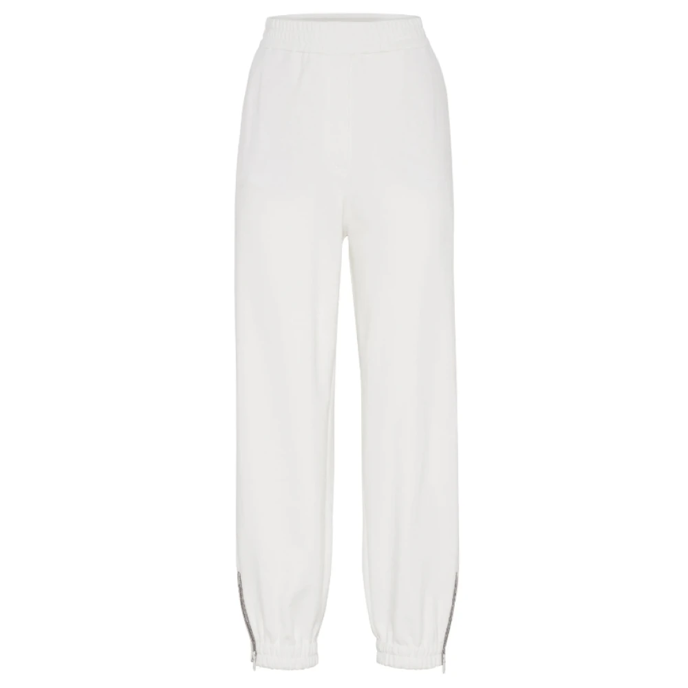 BRUNELLO CUCINELLI Witte Katoenen Track Broek White Dames