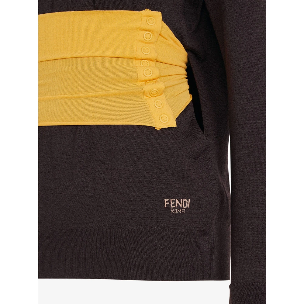 Fendi Paarse wollen gebreide coltrui Purple Dames
