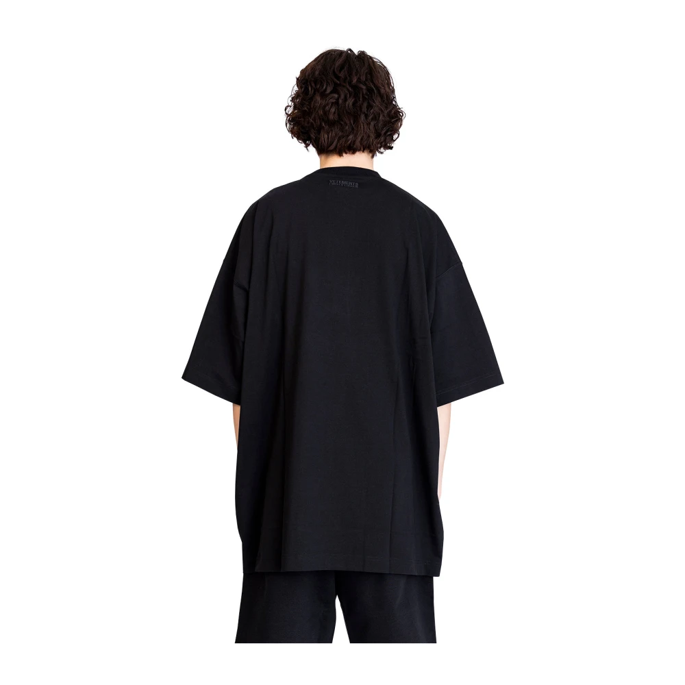 Vetements Zwart Logo Geborduurd Oversized T-Shirt Black Heren
