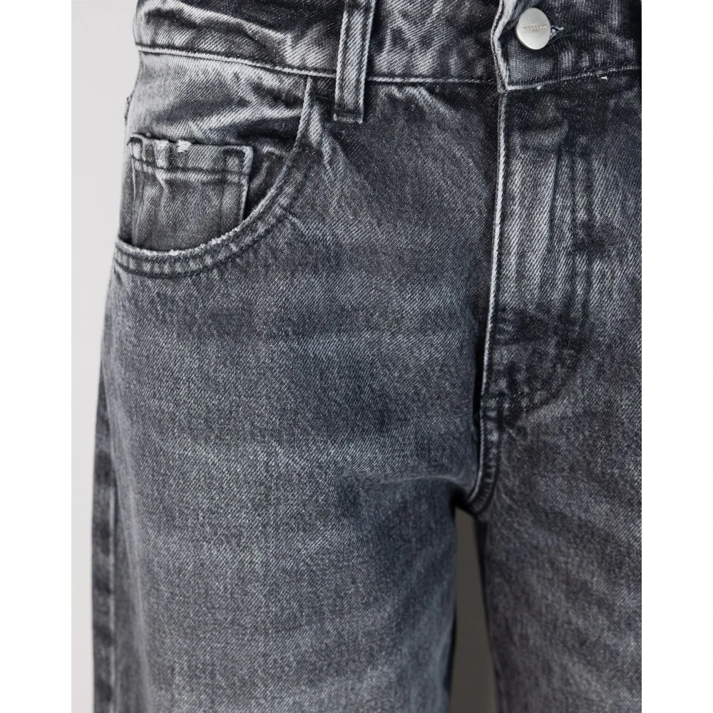 Icon Denim Zwarte Wijde Pijp Lage Taille Jeans Black Dames
