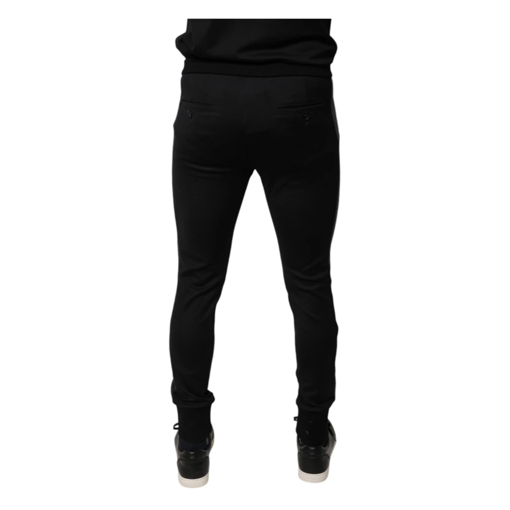 Dolce & Gabbana Zwarte Wol Slim Fit Broek Black Heren