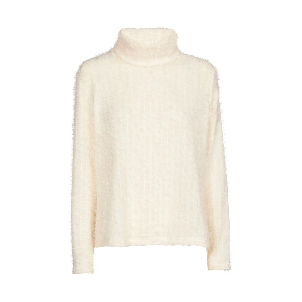 Marie Méro Fluffy Turtleneck Sweater Beige, Dam