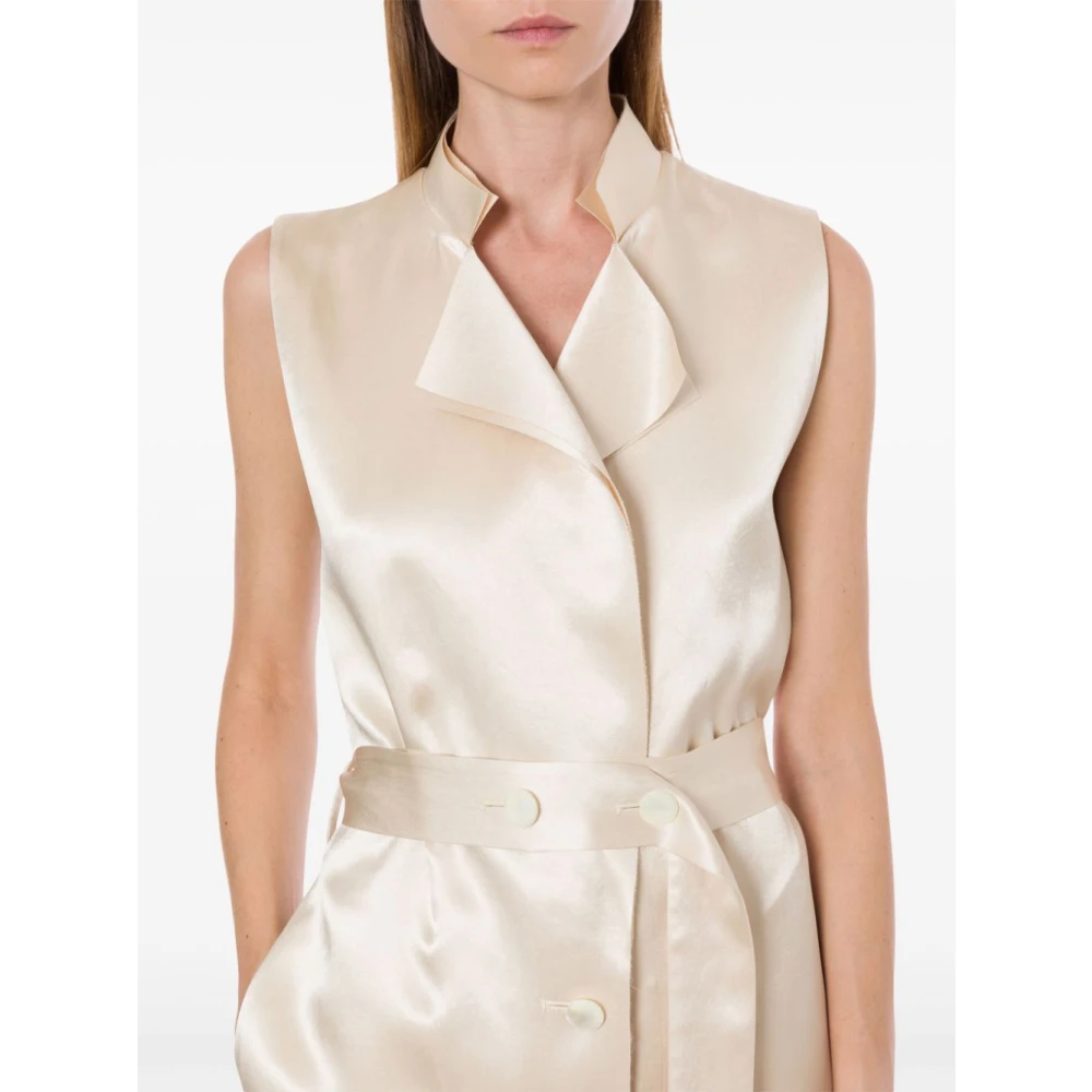 Philosophy di Lorenzo Serafini Ivoor Mouwloos V-hals Jas Beige Dames