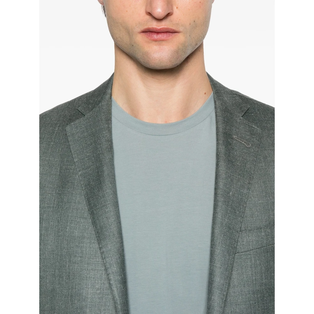 Corneliani Stretch Katoen Logo T-Shirt Blue Heren