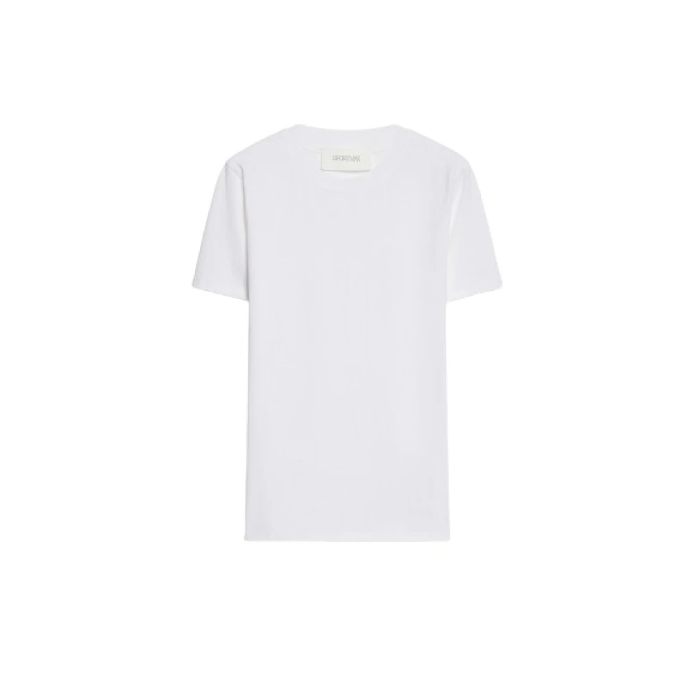 Max Mara Geribbelde crew neck jersey T-shirt White Dames
