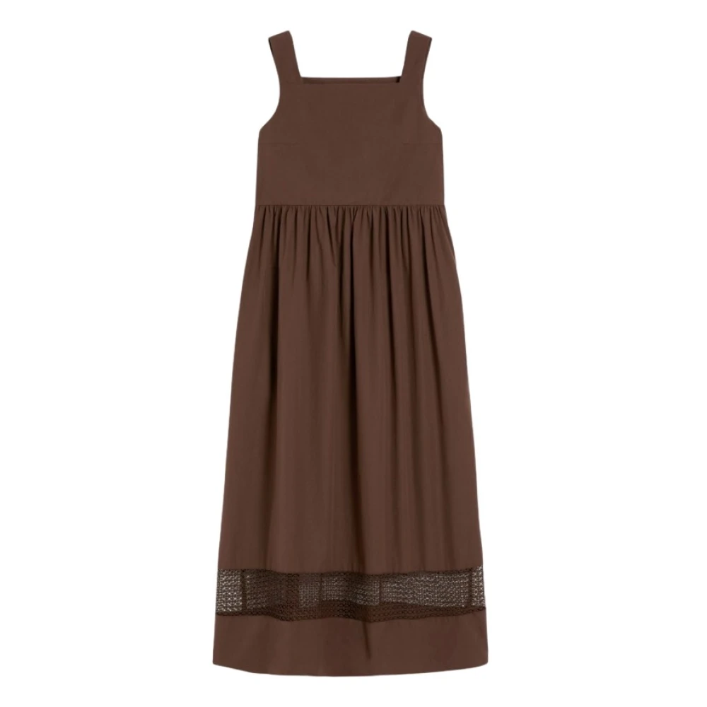 Weekend Max Mara Women's Brown Midi Dresses, M, Cotton-Poplin Sleeveless Dress