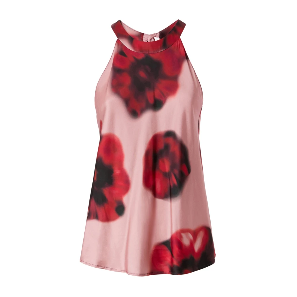 Pinko Satijnen Bloemtop Zonder Mouwen Multicolor Dames