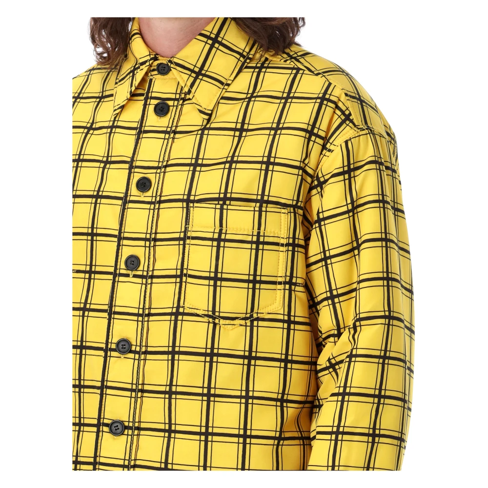 Marni Gele Check Overshirt Jas Yellow Heren