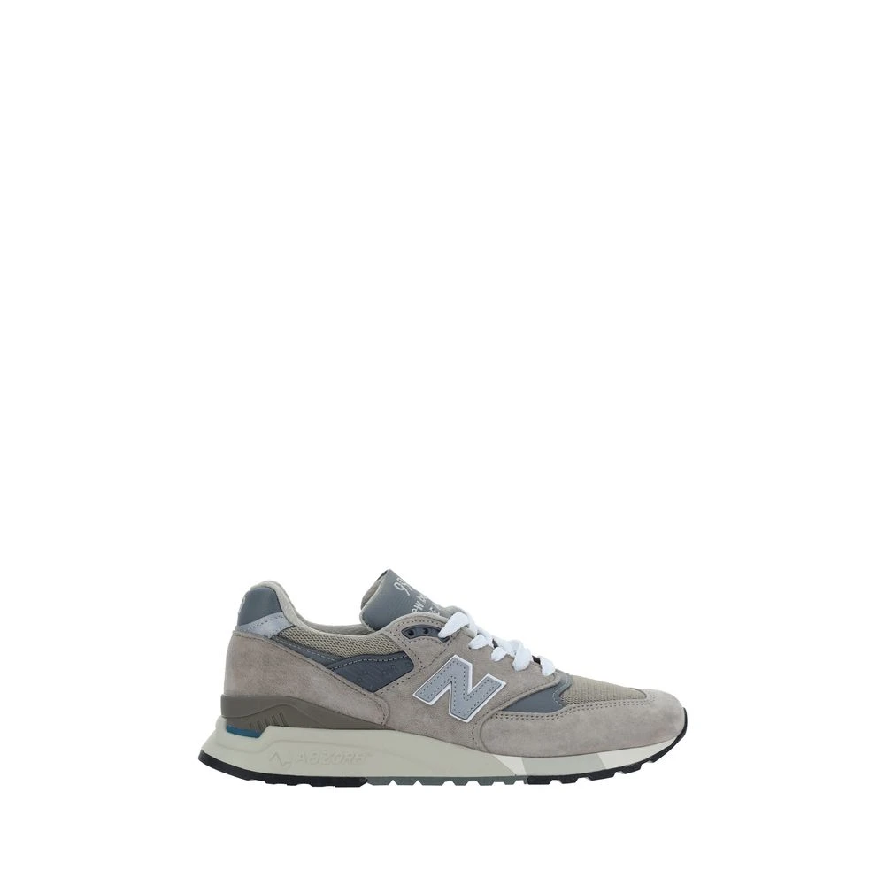 New Balance Men's Gray Sneakers,, Mesh Trainers With Suede Detailing Size 8