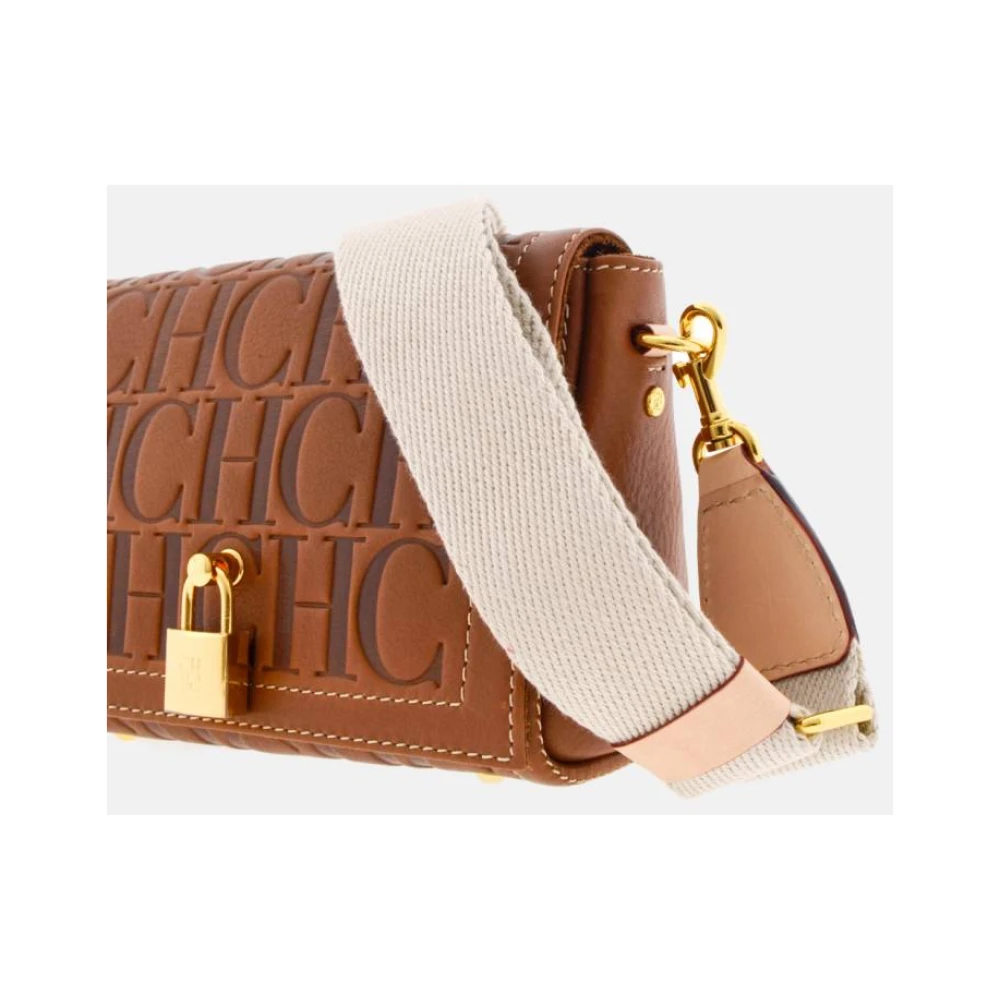 Carolina Herrera Mini Andy Locked Crossbody Bag Brown Dames